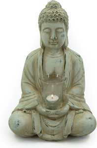 NOOR LIVING Teelichthalter "Buddha", (1 St.), mit Teelichtglas, Höhe 40 cm