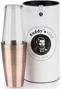 Buddys Cocktail Shaker "Buddy´s Bar - Boston", 700 ml Becher + 400 ml Glas, Kupfer antik