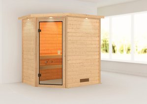 Karibu Sauna "Svea (Eckeinstieg)", inklusive Ofenschutzgitter und Tür