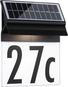 Paulmann LED Außen-Wandleuchte "Solar Hausnummernleuchte Neda IP44 3000K 14lm Schwarz", 1 flammig-flammig