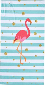 done. Strandtuch "Flamingo", (1 St.), gestreift & Motiv, mit Reisverschluss-Tasche für Wertgegenstände