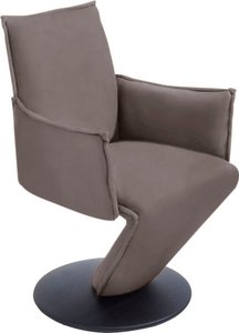 K+W Komfort & Wohnen Drehstuhl "Drive", Leder CLOUD, Sessel mit federnder Sitzschale, Drehteller in Metall schwarz Struktur