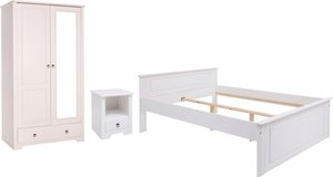 Home affaire Schlafzimmer-Set "Hugo", (Set, 3 St.), Bett 140x200cm, 2-trg Kleiderschrank und 1 Nachttisch