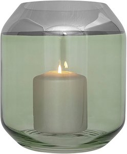 Fink Teelichthalter "SMILLA", (1 St.), Windlicht, mundgeblasen, mit silberfabenem Rand