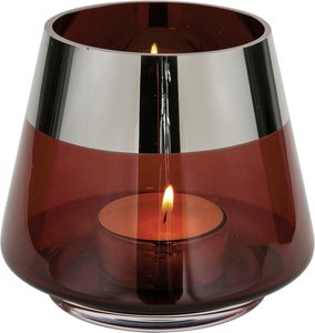 Fink Teelichthalter "JONA", (1 St.), Glas - mundgeblasen - folierter silberfarbener Rand