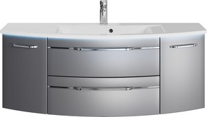 Saphir Waschtisch "Serie 7045 Mineralmarmor-Waschtisch und Unterschrank, 131 cm breit", Waschplatz mit 2 Schubladen, 2 Türen, Badmöbel Set mit Waschtisch