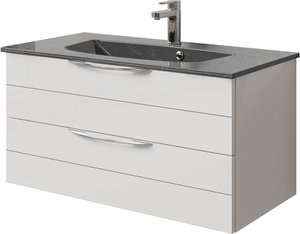 Saphir Waschtisch "Serie 6025 Mineralmarmor-Waschtisch mit Unterschrank, 97 cm breit", Waschplatz mit 2 Schubladen, hängend, verschiedene Ausführungen