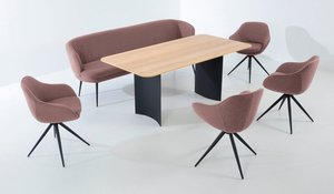 K+W Komfort & Wohnen Essgruppe "ZOOM", abgerundete Essgruppe mit Solobank, 4 Sesseln und 1 Tisch