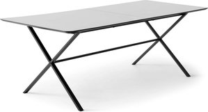 Hammel Furniture Esstisch "Meza Designtisch mit Auszugsfunktion und 2 Einlegeplatten", abgerundete Tischplatte MDF, gekreuztes Metallgestell, in zwei Breiten