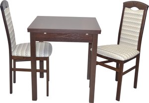 HOFMANN LIVING AND MORE Essgruppe "Creto", (Spar-Set, 3 tlg., 1 Tisch, 2 Stühle), Stuhlgestell und Tischbeine aus Massivholz, Tisch mit 2 Ansteckplatten