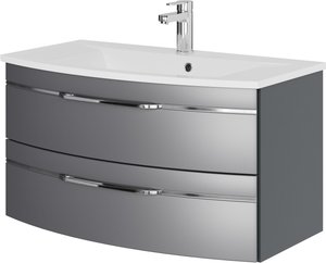 Saphir Waschtisch "Serie 7045 Mineralmarmor-Waschtisch und Unterschrank, 91 cm breit", Waschplatz mit 2 Schubladen, Badmöbel Set mit Waschtisch