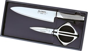 Global GK-2210 Messer-Set 2-teilig mit Kochmesser 20 cm & Küchenschere 21 cm - Cromova 18 Stahl