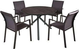 Garten Tischgruppe 5-tlg. mit runder Tischplatte 110cm in anthrazit, MAINAU-120