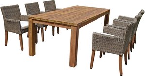 Tischgruppe Tisch mit 6 Stühlen GARDA-120 aus Akazie
