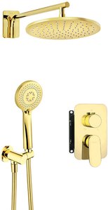 Duschsystem Unterputz, mit Mischbox und Regendusche in gold ALPINIA-30