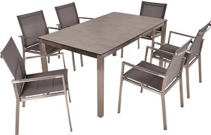 Gartenmöbel Tischgruppe 7-tlg. in grau, MAINAU-120
