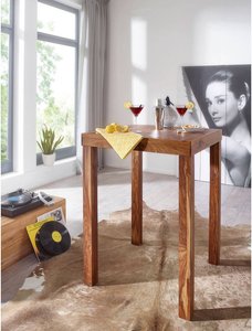 Massivholz Sheesham Landhaus-Stil Holztisch, dunkel-braun, 80 x 80 x 110cm B/H/T ca. 80/110/80cm