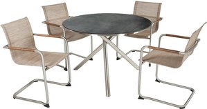 Tischgruppe 5-tlg. in anthrazit und sandbruan, MAINAU-120