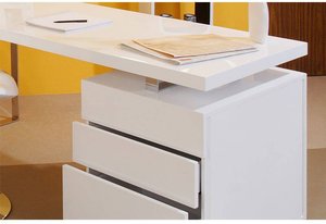Schreibtisch inkl. Container mit Schubladen weiß Hochglanz - B/T/H: 180/85/76cm