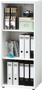 Aktenregal Bücherregal mit Glasauflage MONTERO-01 weiß BxHxT ca. 50x120x37cm