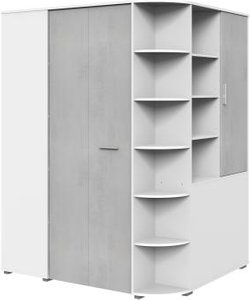 Eckkleiderschrank begehbar 148x124 cm JOKER Weiß/Grau