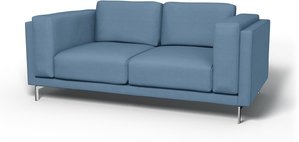 IKEA - Bezug für 2er-Sofa Nockeby, Vintage Blue, Leinen - Bemz