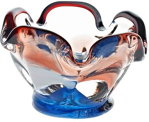 Teelichthalter mit blauem Fuss "Stiller" (9cm)