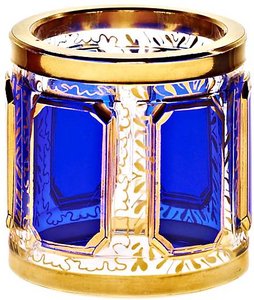 Serviettenring Blue Queen 5 cm, blau/gold, Glas