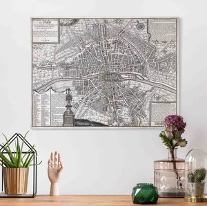 Leinwandbild Vintage Stadtplan Paris um 1600