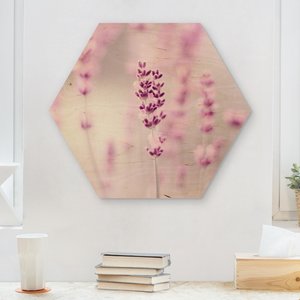 Hexagon-Holzbild Zartvioletter Lavendel