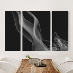 3-teiliges Leinwandbild Abstrakt Silver Smoke