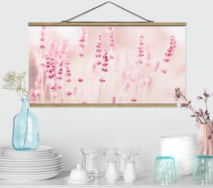 Stoffbild mit Posterleisten Zartrosaner Lavendel