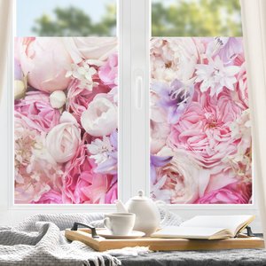 Fensterfolie Shabby Rosen mit Glockenblumen