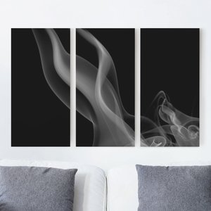 3-teiliges Leinwandbild Abstrakt - Querformat Silver Smoke