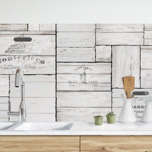 Küchenrückwand Holzoptik Shabby Holzkisten