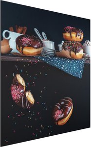 Alu-Dibond Bild Küche - Quadrat Donuts vom Küchenregal