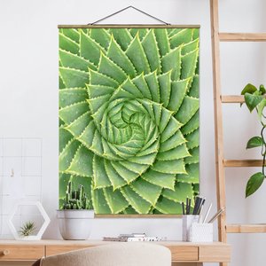 Stoffbild Blumen mit Posterleisten - Hochformat Spiral Aloe