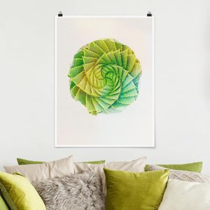 Poster Blumen - Hochformat Wasserfarben - Spiral Aloe
