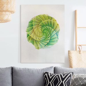 Leinwandbild Blumen - Hochformat Wasserfarben - Spiral Aloe