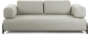 Zweisitzer Sofa in Beige Stoff Armlehnen