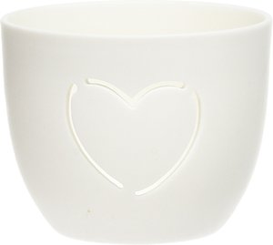 Teelichthalter CUTTED HEART ca.9x, weiss