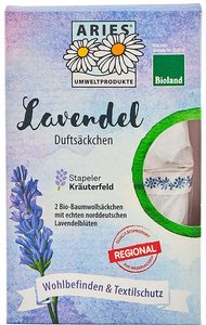 ARIES 2 Stapeler Bio-Lavendel-Duftsäckchen mit norddeutschem Lavendel