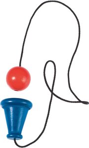 Kugelfangspiel "Trichter" aus Buchenholz blau/rot