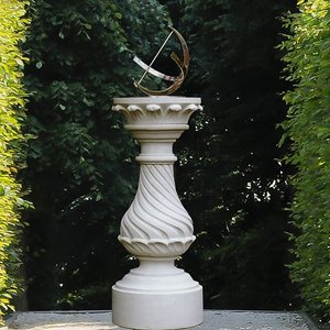 Garten Sonnenuhr mit Stein Podest - Galileo / Portland weiß