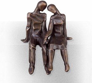 Gartenskulptur aus Bronze/Alu sitzendes Paar - Sculptura Daobus / Bronze braun