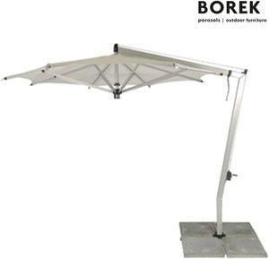 XXL Alu Ampelschirm von Borek - 400x400cm - Porto Sonnenschirm / Dach Taupe  / mit Schirmständer - Casalist