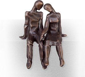Gartenskulptur aus Bronze/Alu sitzendes Paar - Sculptura Daobus / Bronze hellbraun