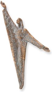 Bronze Jesus Gartenfigur als Wanddekoration - Kamadena Eli / Patina Grün