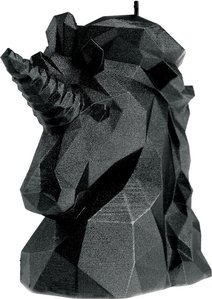 Pferdekopf Figur im modernen Design - Einhorn Kerze vegan - Simera / Schwarz glänzend