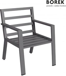 Robuster Gartenstuhl aus Aluminium in grau - Viking Stuhl / Grau / mit Auflagen